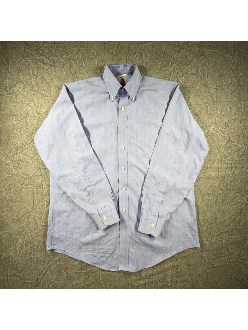Brooks Brothers Red Stripe Non-Iron Mens 16 Blue Shirt